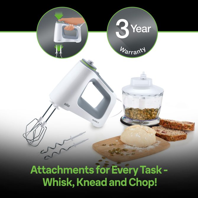 Braun Electric Hand Mixer, 9-Speed, Lightweight with Soft Anti-Slip Handle, White - Image 7