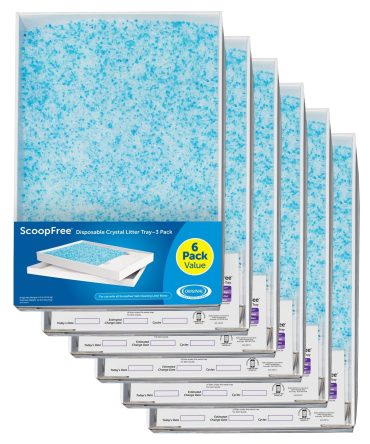 ScoopFree Complete Replacement Blue Crystal Litter Tray 6-Pack Easy Cleanup with Disposable Tray Includes Leak Protection and Low Tracking Litter
