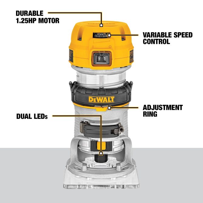 DWP611 1/4-in-Amp 1.25-HP Variable Speed Fixed Corded Router (Tool Only) - Image 11