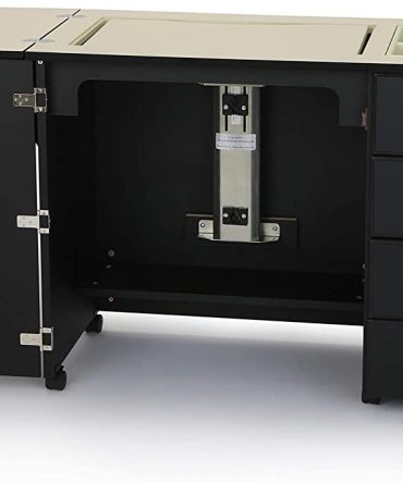 Sewing Cabinet for Sturdy Sewing, Cutting, Quilting, and Crafting with Storage and Airlift, Black Finish