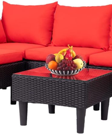 Patio Furniture Set 4 Pieces Outdoor Rattan Chair Wicker Sofa Garden Conversation Bistro Sets for Yard,Pool or Backyard