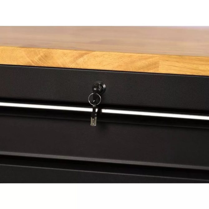 Heavy Duty 61 in. W x 23 in. D 15-Drawer Mobile Workbench with Solid Wood Top - Image 9