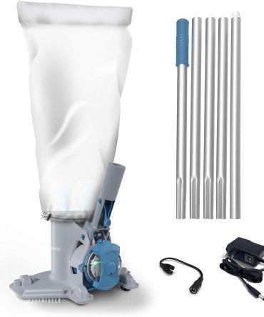Rechargeable Cordless Pool Leaf Vacuum, 30GPM Strong Suction, 75 min Runtime, XL Heavy Duty Filter Bag, Leaves and Debris Removal, for Above Ground Pool and Inground Pools XV410
