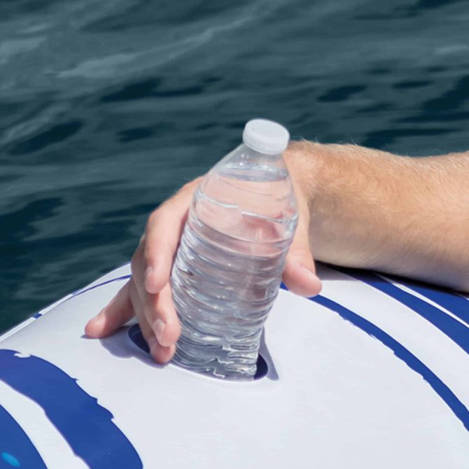 Blue Tropic Inflatable Lake Island Float with Cooler and Cupholders - Image 14