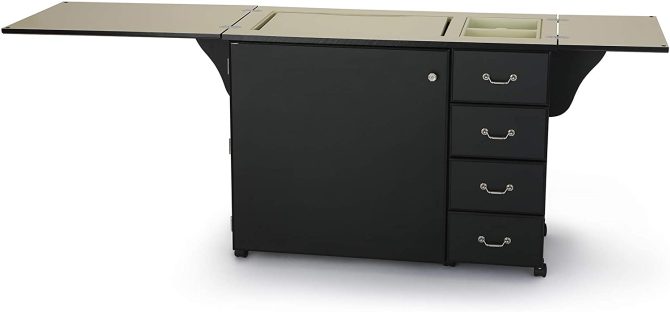 353 Norma Jean Sewing Cabinet for Sturdy Sewing, Cutting, Quilting, and Crafting with Storage and Airlift, Black Finish - Image 7