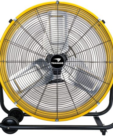 Tornado 24 Inch Grade UL Listed High Velocity Movement Heavy Duty Drum 3 Speed Air Circulator Fan 7800 CFM-Industrial, Commercial, Residential, and Greenhouse Use, Yellow