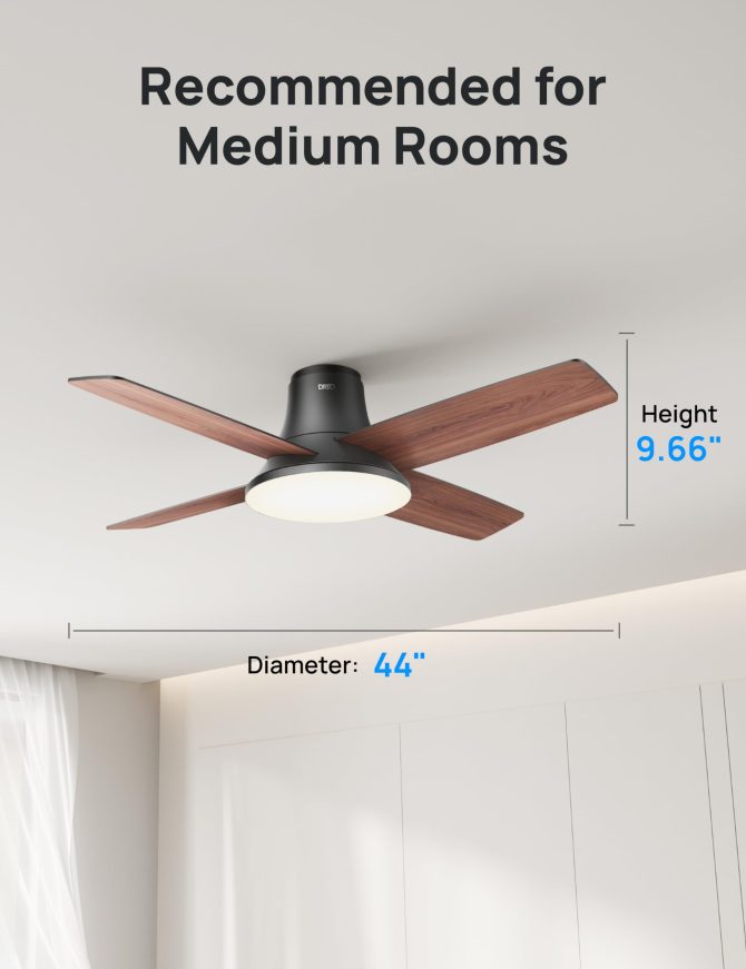Dreo Ceiling Fans with Lights, 44 Low Profile Black Ceiling Fan with Remote Control for Bedroom - Image 10