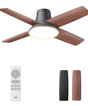 Dreo Ceiling Fans with Lights, 44 Low Profile Black Ceiling Fan with Remote Control for Bedroom