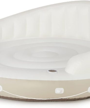 Canopy Island Inflatable Pool Float: Comfortable Lounge Surface – Built-in Cup Holders – Detachable Sunshade – 440lb Max Weight Capacity – 78.5′′ x 59′′