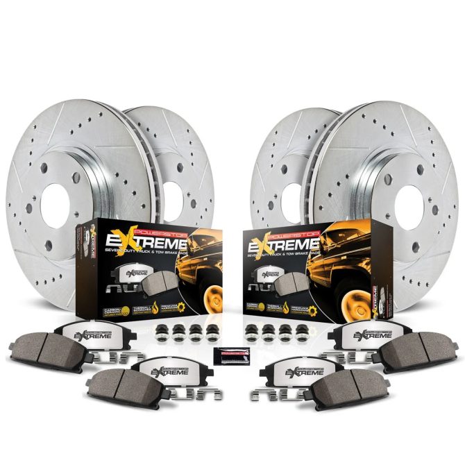 Powerstop 2011 Ram 2500 �� Front and Rear Z36 Truck Carbon-Fiber Ceramic Brake Pad and Drilled & Slotted Rotor Kit