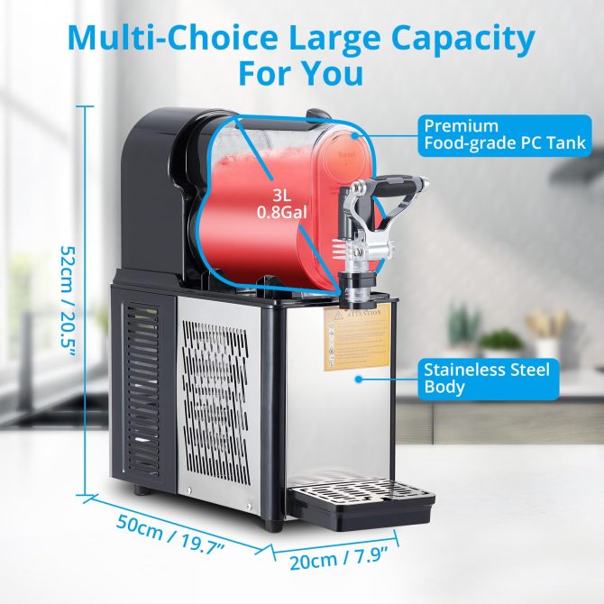 Commercial Slushie Machine 3L Stainless Steel Self-Cleaning Slushy Maker for Frozen Drinks,Snow Melting Ideal for Home,Coffee Shop,Restaurant - Image 15