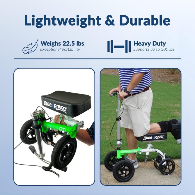 Hybrid – Most Compact All Terrain Knee Scooter for Adults for Foot Surgery Heavy Duty Knee Walker for Broken Ankle Foot Injuries Recovery Leg Scooter Best Knee Crutch Alternative (Green) - Image 6