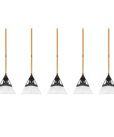 Anvil 5-Piece 47 in. L Wood Handle 20 in. Poly Steel Leaf Rake Garden Tool Set