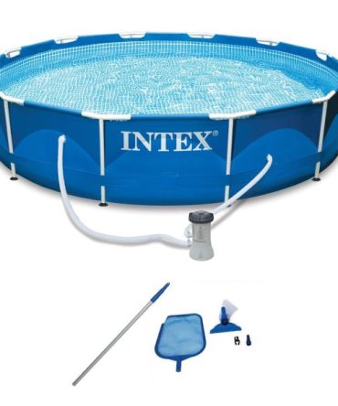 12 x 2.5 Round Pool w/ Filter Pump Pool Cleaning Kit w/ Vacuum Pole