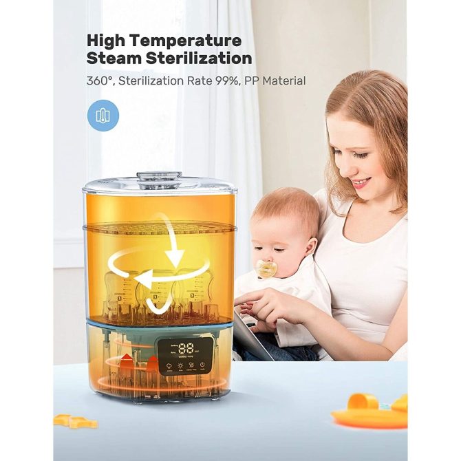 Luxury 3-In-1 Baby Bottle Steam Sterilizer And Dryer With LCD Screen - Image 4