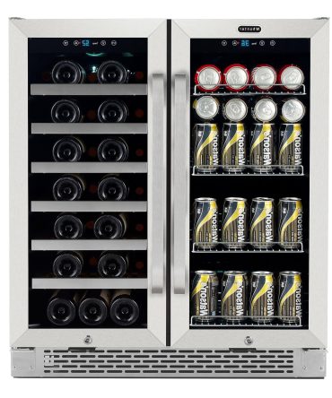 30?Built-in French Door Dual Zone 33 Bottle Wine Refrigerator 88 Can Beverage Center