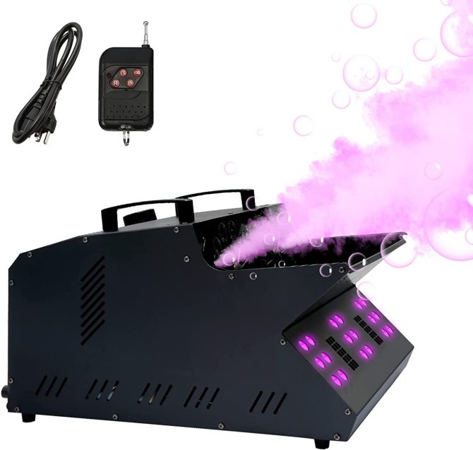 TC-Home 3 IN 1 Stage Fog Bubble Machine with 18 RGB LED light DMX Stage Lighting Fogger Effect w/ 2 Bubble Fans - Image 2