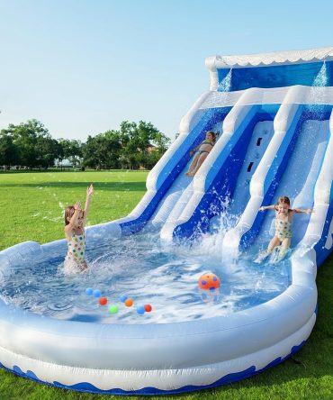Large Inflatable Water Slide Swimming Pool Play Center, Commercial Grade Lightweight Premium Water Slide Bounce House 20.6×9.5×9.3Ft for Kids and Adults (with Blower)
