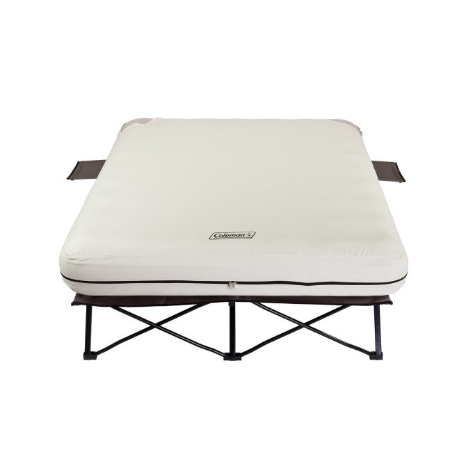 Cot and Thick Queen Air Mattress Combo Side Tables, Pump Included - Image 12