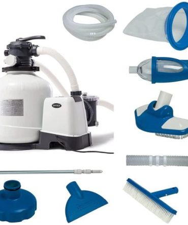 Above Ground Pool Sand Filter Pump w/ Deluxe Pool Maintenance Kit