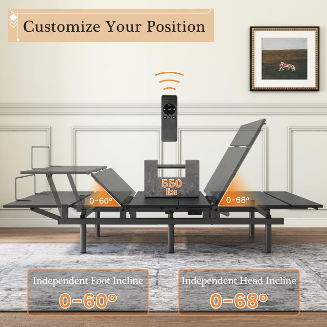 Adjustable Bed Frame -Wireless Remote -Memory Function -Adjustable Bed Base -Head and Foot Lift Incline -Zero Gravity -Quiet Motorfor Lying Down, Reading, Watching TV,Fatigue,Backache[FULL] - Image 10