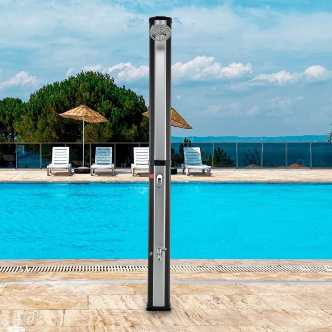 Best 7.2FT Outdoor Freestanding Solar-Heated Shower With Foot Shower - Image 7