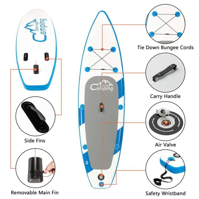 Campingsurvivals 11 Inflatable Stand Up Paddle Board Durable Lightweight with Stable Wide Stance, Blue/White - Image 18