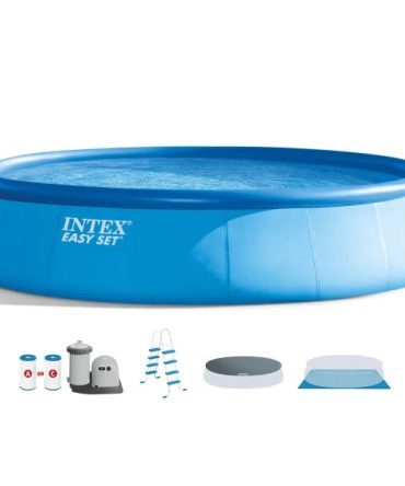 18-ft x 18-ft x 48-in Inflatable Top Ring Round Above-Ground Pool with Filter Pump, Pool Cover and Ladder