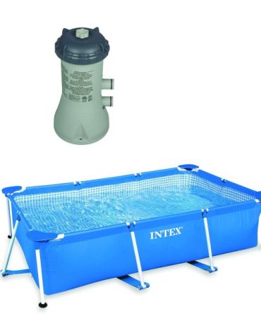 Frame Above Ground Baby Splash Swimming Pool Bundled w/ Filter Pump