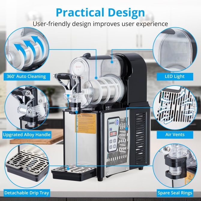 Commercial Slushie Machine 3L Stainless Steel Self-Cleaning Slushy Maker for Frozen Drinks,Snow Melting Ideal for Home,Coffee Shop,Restaurant - Image 11