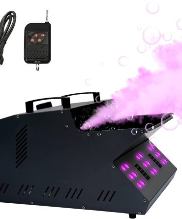 TC-Home 3 IN 1 Stage Fog Bubble Machine with 18 RGB LED light DMX Stage Lighting Fogger Effect w/ 2 Bubble Fans