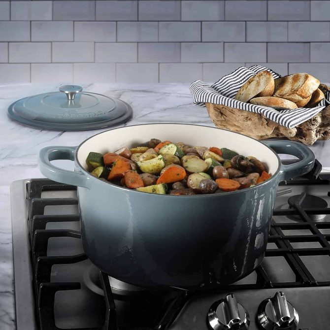 Crock-Pot Artisan Round Enameled Cast Iron Dutch Oven, 7-Quart, Slate Gray - Image 15