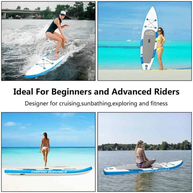 Campingsurvivals 11 Inflatable Stand Up Paddle Board Durable Lightweight with Stable Wide Stance, Blue/White - Image 20