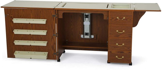 353 Norma Jean Sewing Cabinet for Sturdy Sewing, Cutting, Quilting, and Crafting with Storage and Airlift, Black Finish - Image 15
