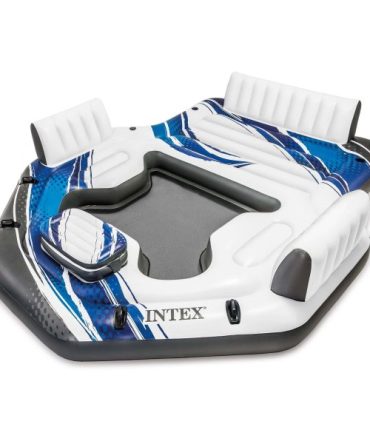 Blue Tropic Inflatable Lake Island Float with Cooler and Cupholders