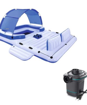CoolerZ Tropical Breeze 6 Person Floating Raft Electric Air Pump