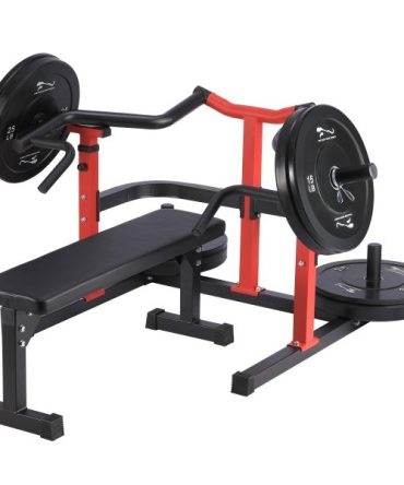 Chest Press Machine, 1050LBS Capacity, Independent Converging Arms, Weight Bench Press with Adjustable Flat Bench for Upper Body Workouts, Red
