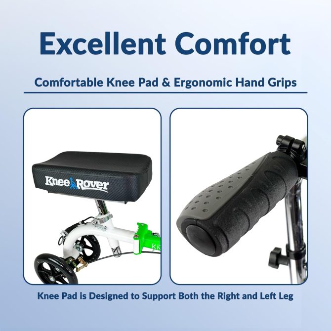 Hybrid – Most Compact All Terrain Knee Scooter for Adults for Foot Surgery Heavy Duty Knee Walker for Broken Ankle Foot Injuries Recovery Leg Scooter Best Knee Crutch Alternative (Green) - Image 9