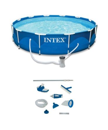 12 x 30 Metal Frame Swimming Pool w/ Filter Pump Pool Maintenance Kit