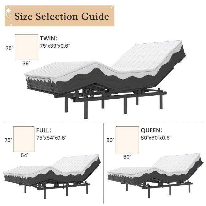 Adjustable Bed Frame -Wireless Remote -Memory Function -Adjustable Bed Base -Head and Foot Lift Incline -Zero Gravity -Quiet Motorfor Lying Down, Reading, Watching TV,Fatigue,Backache[Twin] - Image 14