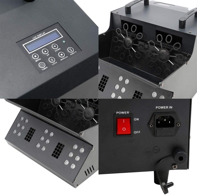 TC-Home 3 IN 1 Stage Fog Bubble Machine with 18 RGB LED light DMX Stage Lighting Fogger Effect w/ 2 Bubble Fans - Image 6