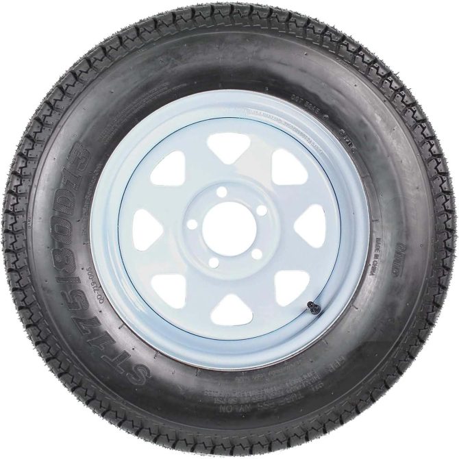 Set of 2 Trailer Tires Rims 175-80 5 Lug 6PR White Spoke Wheel Load Range C - Image 10