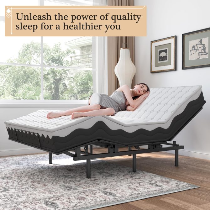 Adjustable Bed Frame -Wireless Remote -Memory Function -Adjustable Bed Base -Head and Foot Lift Incline -Zero Gravity -Quiet Motorfor Lying Down, Reading, Watching TV,Fatigue,Backache[FULL] - Image 9