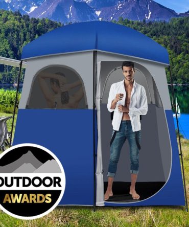 Sturdy Double-Room Camping Privacy Shower Toilet Tent W/ Storage Bag