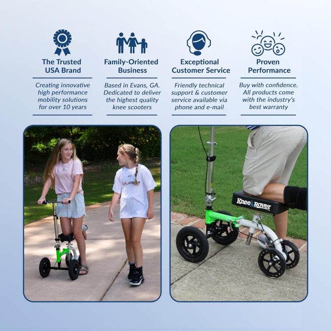 Hybrid – Most Compact All Terrain Knee Scooter for Adults for Foot Surgery Heavy Duty Knee Walker for Broken Ankle Foot Injuries Recovery Leg Scooter Best Knee Crutch Alternative (Green) - Image 2