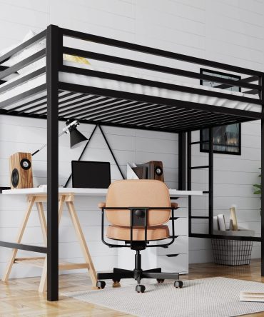 SHA CERLIN Junior Loft Bed Twin Size, Heavy Duty Twin Bed Frame