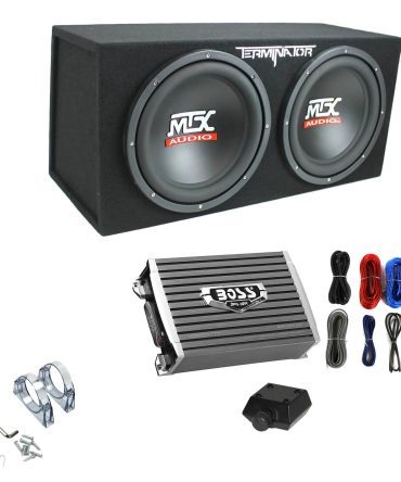 MTX TNE212D 12′′ 1200W Dual Loaded Subwoofer Box + 1500W Amplifier + Capacitor