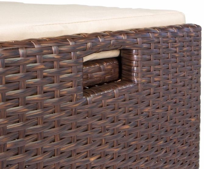 Barton Outdoor Storage Bench Rattan Style Deck Box Wicker Patio Furniture Water Resistance w/Seat Cushion, 60-Gallon, Brown - Image 6