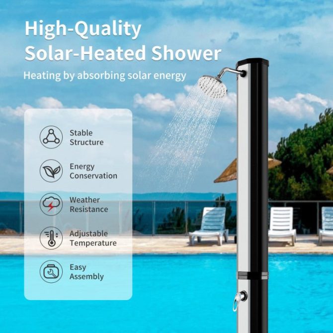 Best 7.2FT Outdoor Freestanding Solar-Heated Shower With Foot Shower - Image 2