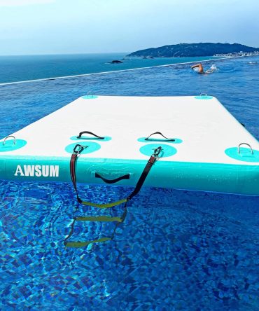 Inflatable Floating Dock Air Dock Platform Floating Island Raft with None-Slip Surface for Pool Beach Ocean